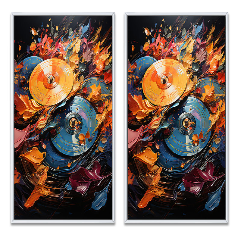 "Colourful Symmetris I", 2 pièces, Cadre blanc, H 40 po x l 40 po