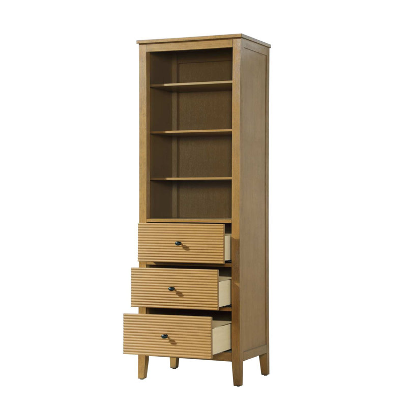 Open Shelving Bath Storage Cabinet, 72" H x 24" W x 18" D, Honey Teak