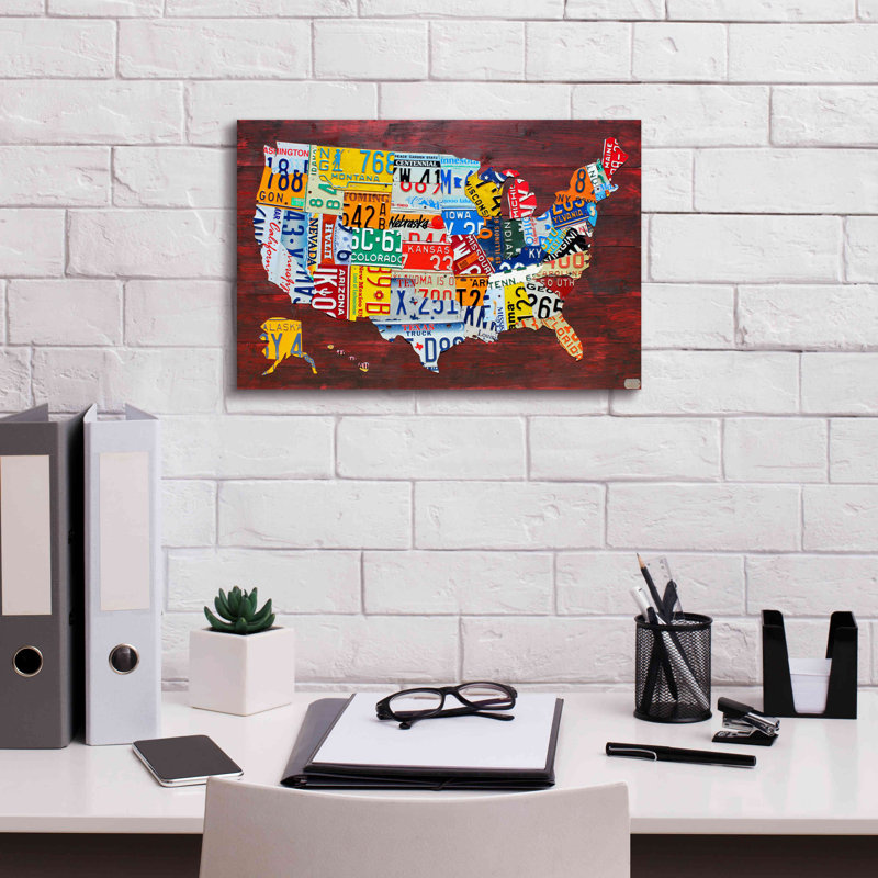 «USA Map Edition 15» par Design Turnpike, estampe numérique sur toile, 18 po x 12 po, H 12 po x l 18 po x P 0,75 po