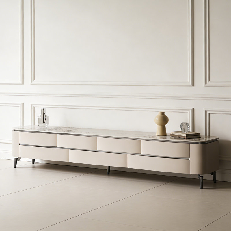 Meuble télé italien minimaliste et luxueux, H 21,65 po x L 94,48 po x l 15,74 po
