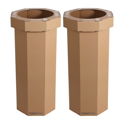 Poubelle et bac de recyclage en carton ondulé jetable classique classique 25 gallons Fleur