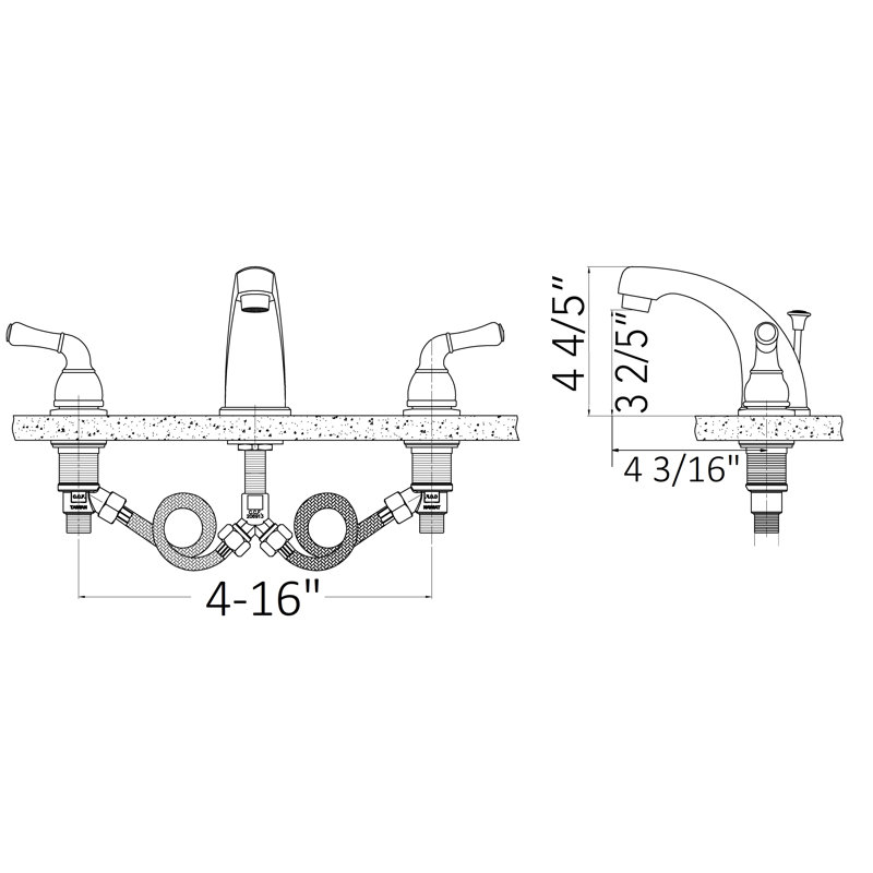 2-handle Bathroom Faucet with Drain Assembly, Brushed Nickel