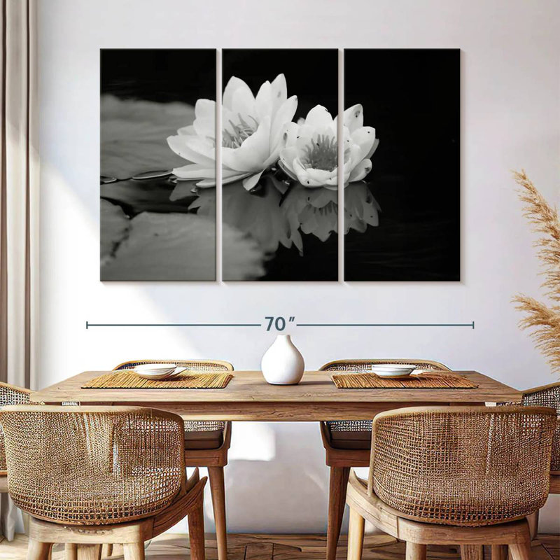 Harnek Monochrome Water Lilies, 42" H x 65" W