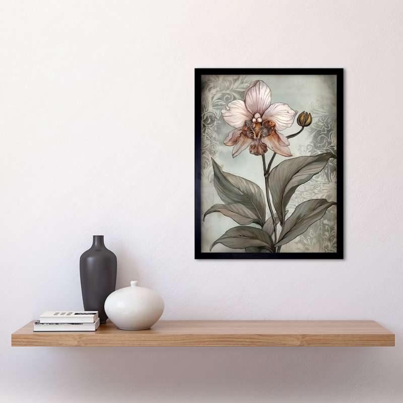 Selim Art Nouveau Pink Orchid Bloom Flower - Single Picture Frame Print
