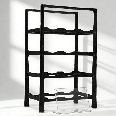 12 Bottle Wine Rack, Free Standing Metal Wine Cabinet For Kitchen Countertop Or Dining Room, Sturdy Forged Iron Storage Shelf With Anti-Slip Feet