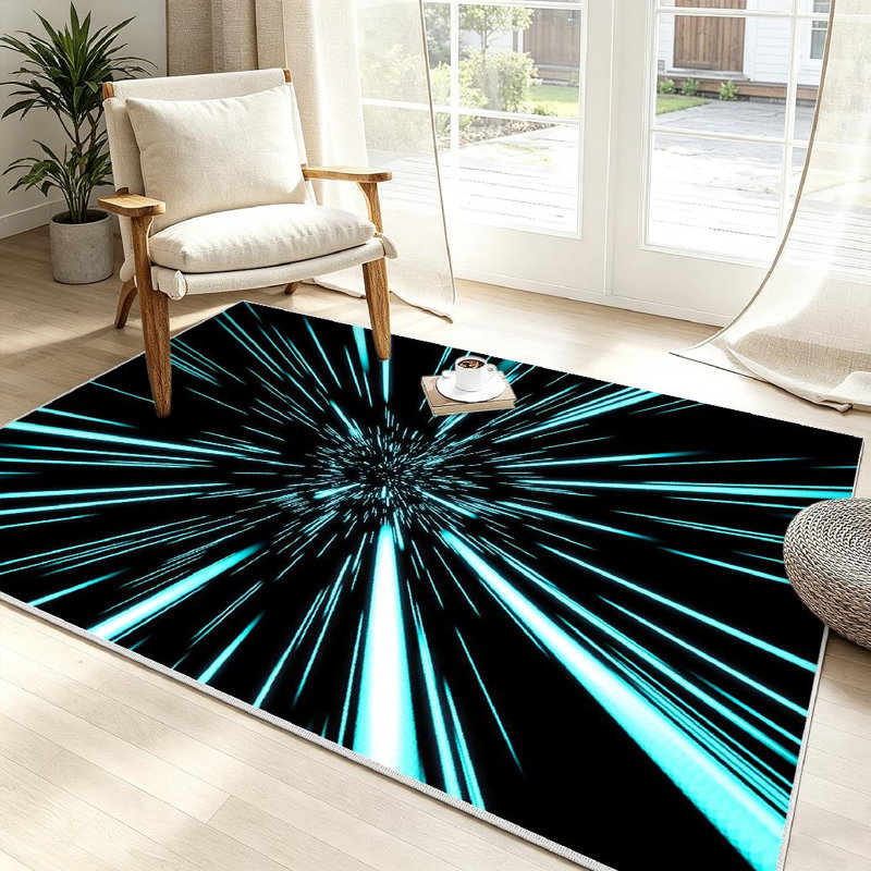 Tapis noir à volants profonds noir, Rectangle 39 po x 63 po