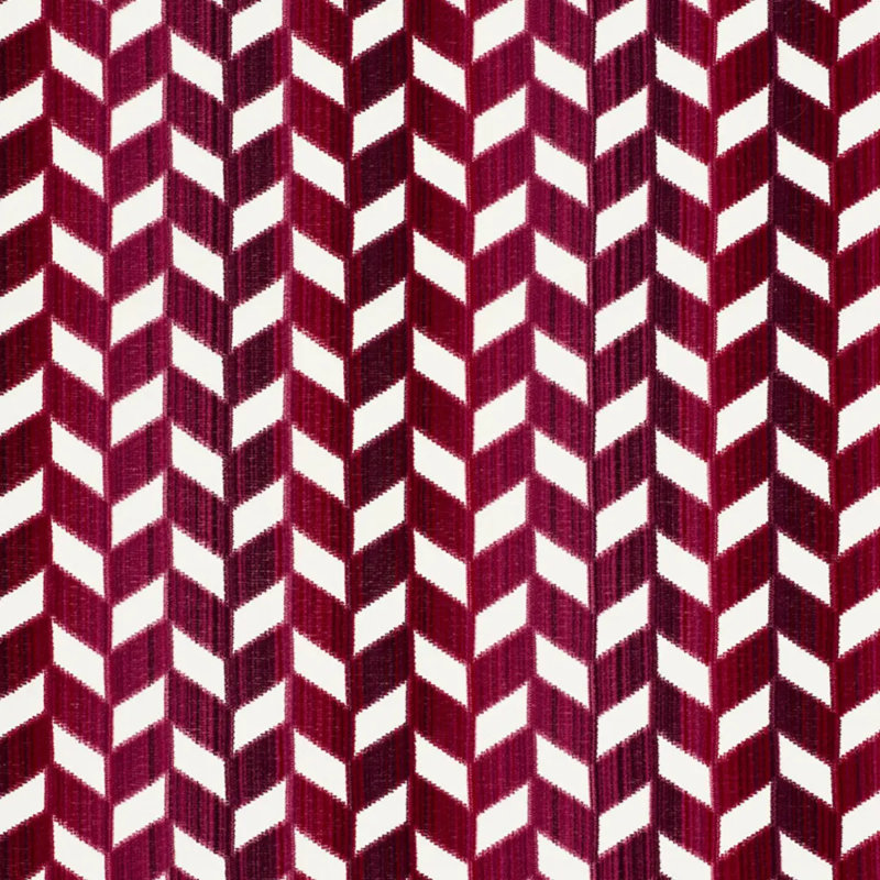 Chevron Strie Velvet Fabric, Garnet