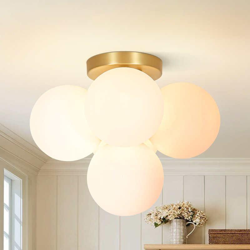 15" 5-Light Modern Sphere Globe Flush Mount