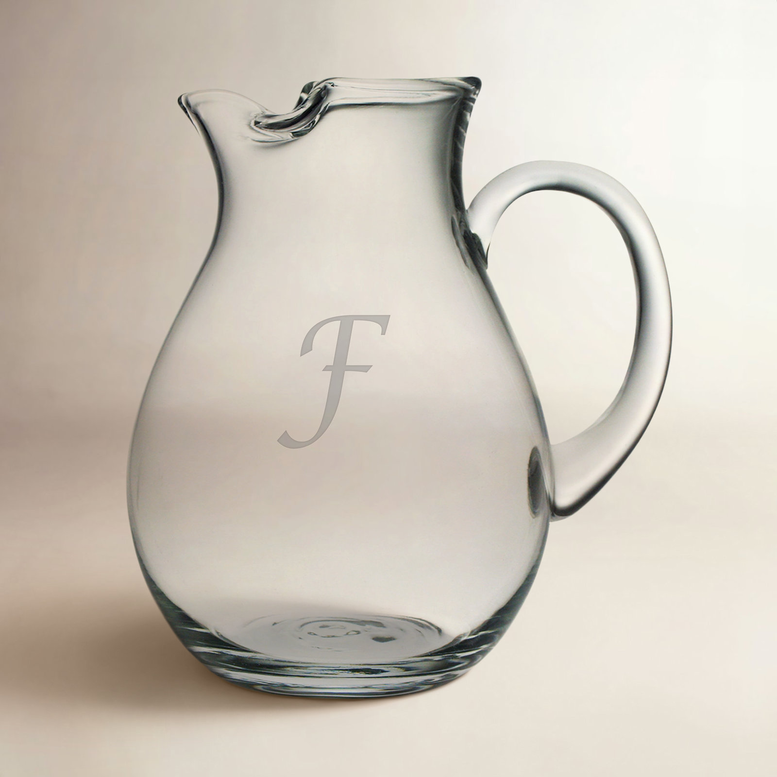 Monogrammed Glass Pitcher, Yes, Single Block