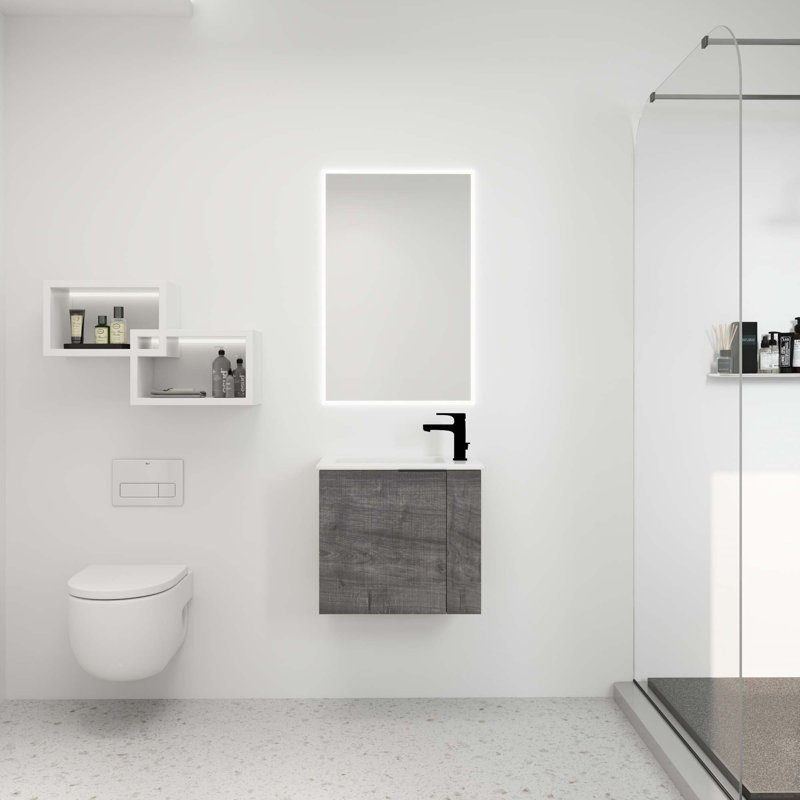22"Floating Bathroom Vanity With Sink, Gray