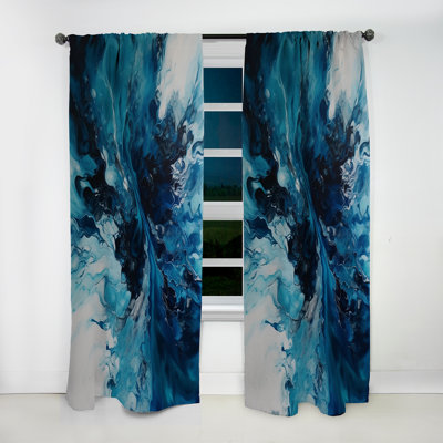 Sarcelle et noir aqueux Whimsy I - Rideau moderne - Velours obscurcissant - 1 panneau