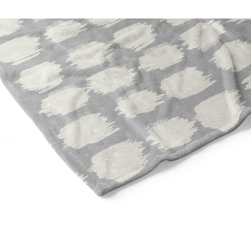 Jeté en molleton à pois Sp velveteen, L 60 po x l 50 po, Gris