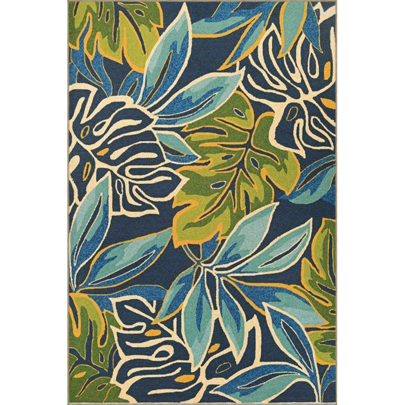 Tapis lavable décoratif bleu et vert, Sous-tapis carré 3 pi 3 po inclus