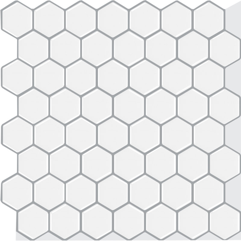 Carreau auto-adhésif hexagonal blanc en vinyle 12 po x 12 po