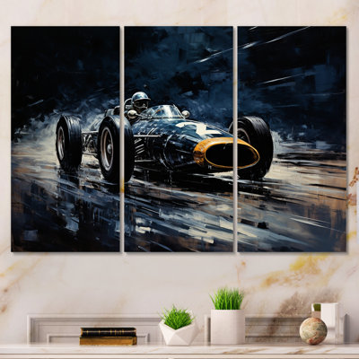 «Midnight Vintage Race Car 1950S On Race Track III - Race Tracks», art mural