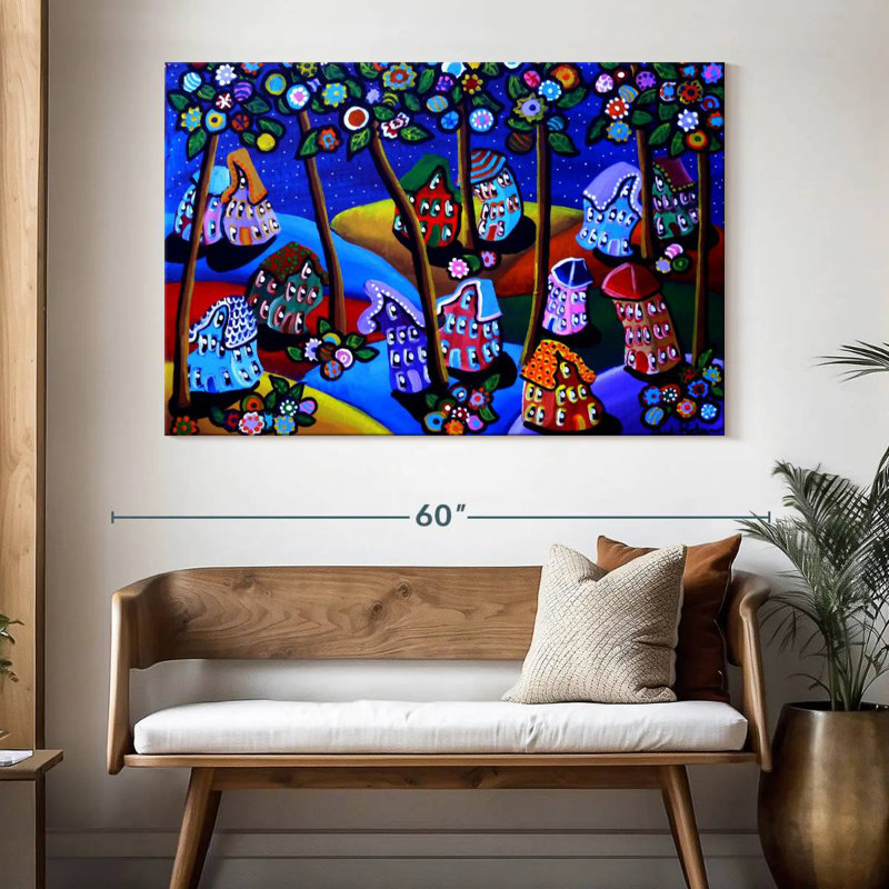 Whimsical Hills Houses Trees, 34" H x 51" W