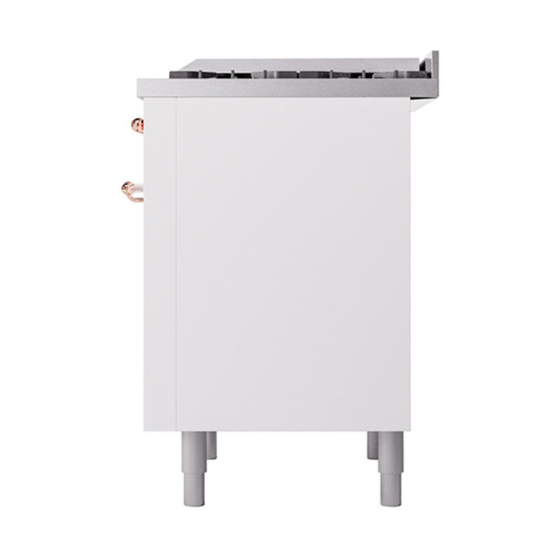 ILVE Nostalgie II Noblesse 36 in Dual Fuel Range, White/Copper, Natural Gas