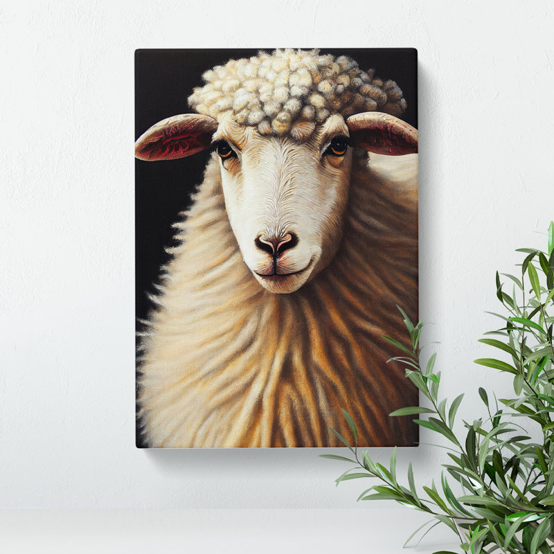 Charming Sheep - Print, Wrapped Canvas, 50cm H x 35cm W x 3cm D, No Matte