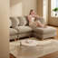 Canapé d'angle à compression, canapé 4 places en chenille avec pouf, canapé moderne à structure en bois-893952993