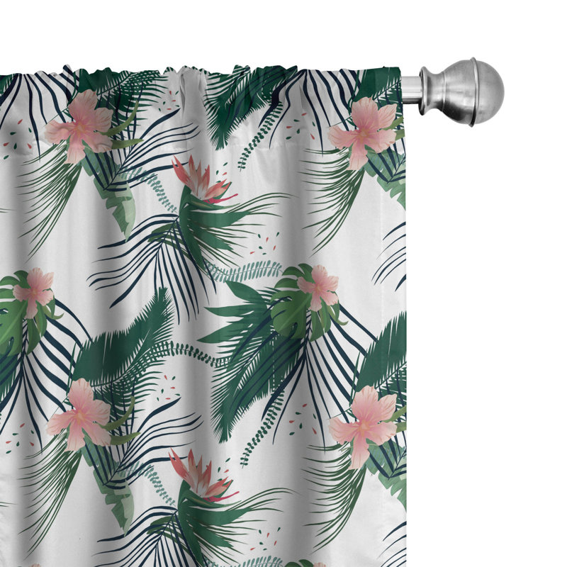 Jungle Floral Semi-Sheer Rod Pocket Curtain Panels, 28" x 63"