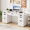 Bureau de direction avec tiroirs de rangement, bureau d'ordinateur de 54 pouces avec 7 tiroirs et classeur pour bureau à domicile, chambre à coucher, espace de travail