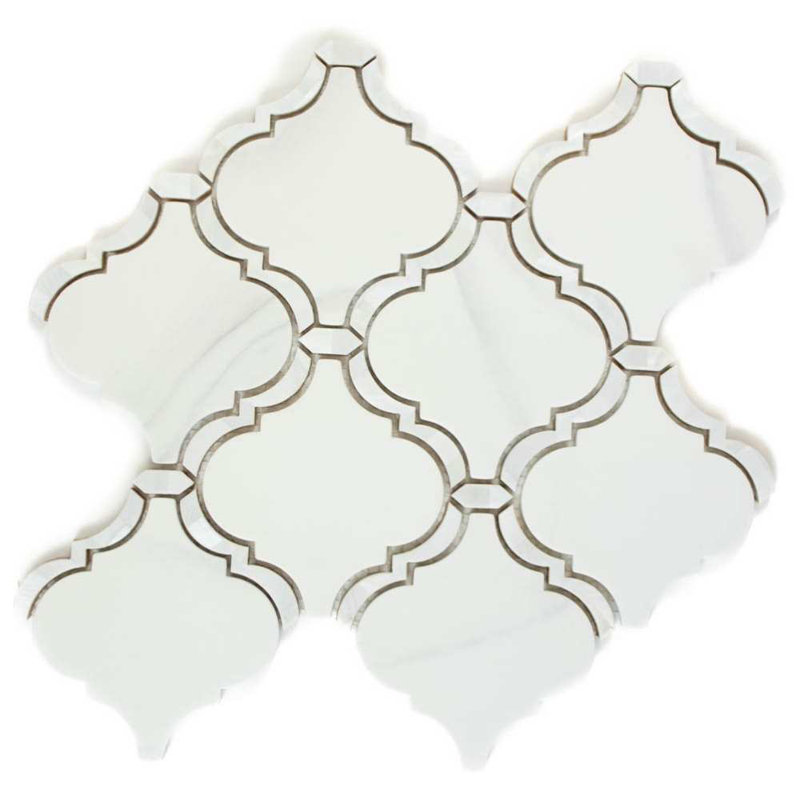 Tahitian Pearl 14" x 14.5" Glass Satin Mosaic Wall Tile, White