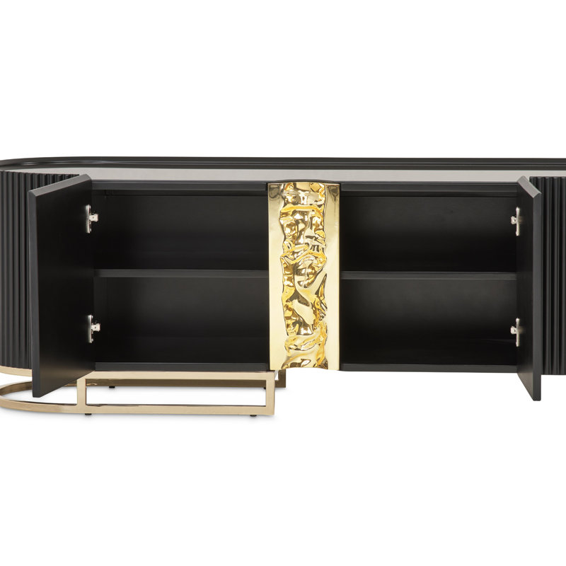Cabinet média Lisbon - Crème soyeuse matte, Noir mat