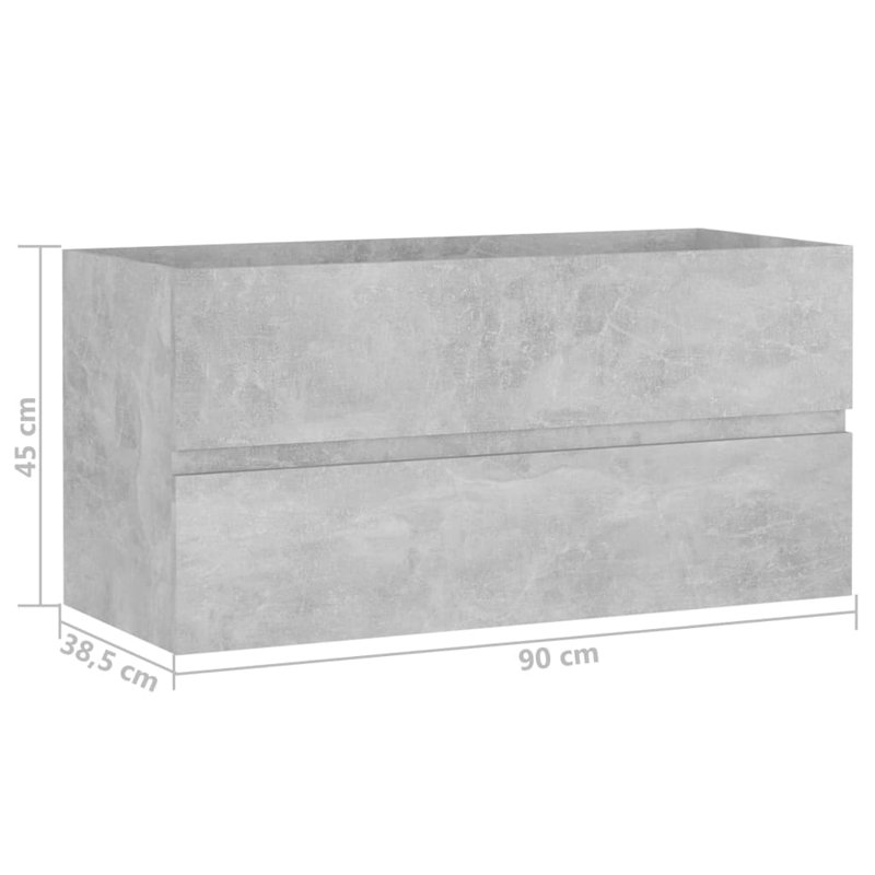 Dellen 90cm Single Bathroom Vanity Base Only, Concrete Grey