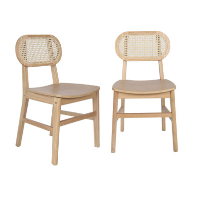 Aayah Commercial Cane Rattan Event Chair with Wood Back and Seat