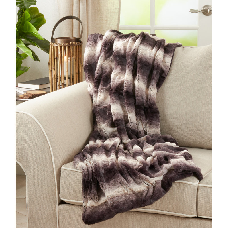Luxurious Sherpa and Faux Fur Electric Throw Blanket in Multicolor