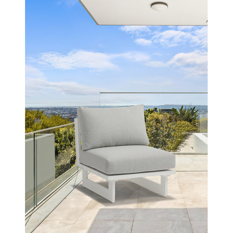 Chaise de patio avec coussins Hubery, Blanc, gris