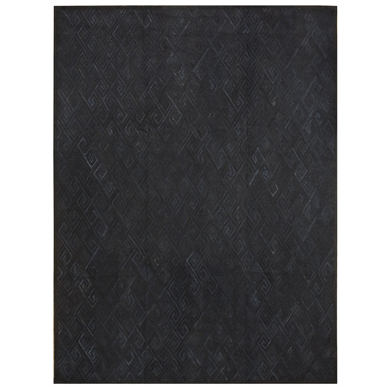 Hand Hooked Wool Geometric Area Rug, 9' X 12'
