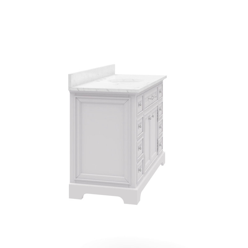 White Marble Top 48'' Single Bathroom Vanity with Ceramic Sink