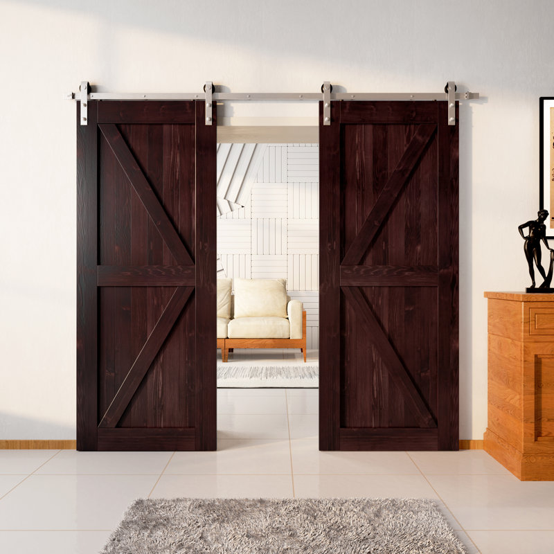 Ensemble de quincaillerie d'installation de porte en nickel massif brossé K Design, L 40 po x H 84 po, Acajou rouge