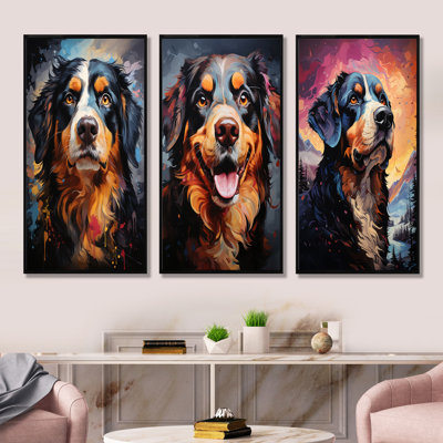 Bernese Mountain Majesty - ensemble de salon mural pour chien 4 pièces