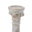 Porte-bougie en magnésium 8,5 x 8,5 x 28,5 po avec finition blanche vieillie et détails dorés