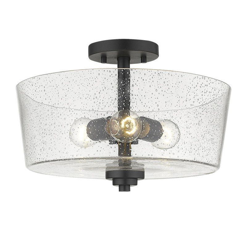 Pataskala Glass Semi Flush Mount, Matte Black