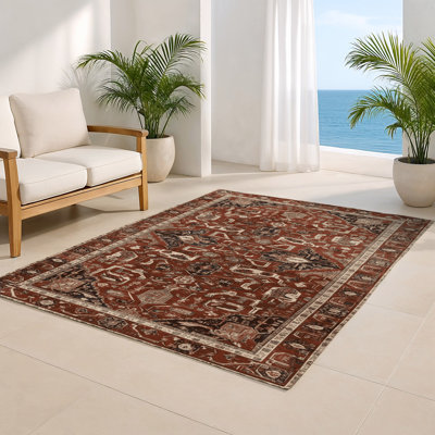 Tapis d'intérieur et d'extérieur brun Persian
