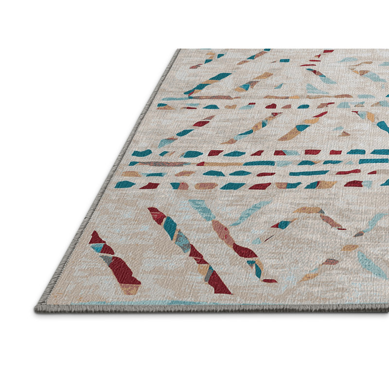 Machine Washable Gray Area Rug, Square 5'