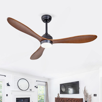 Ventilateur de plafond 52 po avec lumières Ventilateurs de moteur à courant continu silencieux à 6 vitesses, ventilateur de plafond réversible, pour salon de patio, chambre à coucher