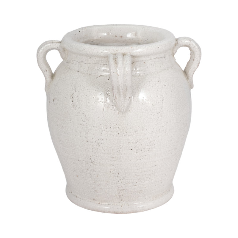 Ceramic/Porcelain Table Vase, 9" H x 8" W x 8" D, Glossy White