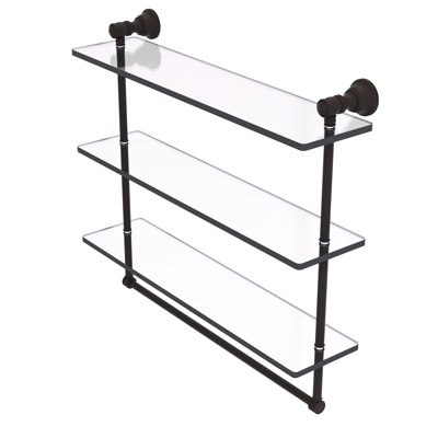 Freyja 3 Piece Glass Tiered Shelf with Towel Bar