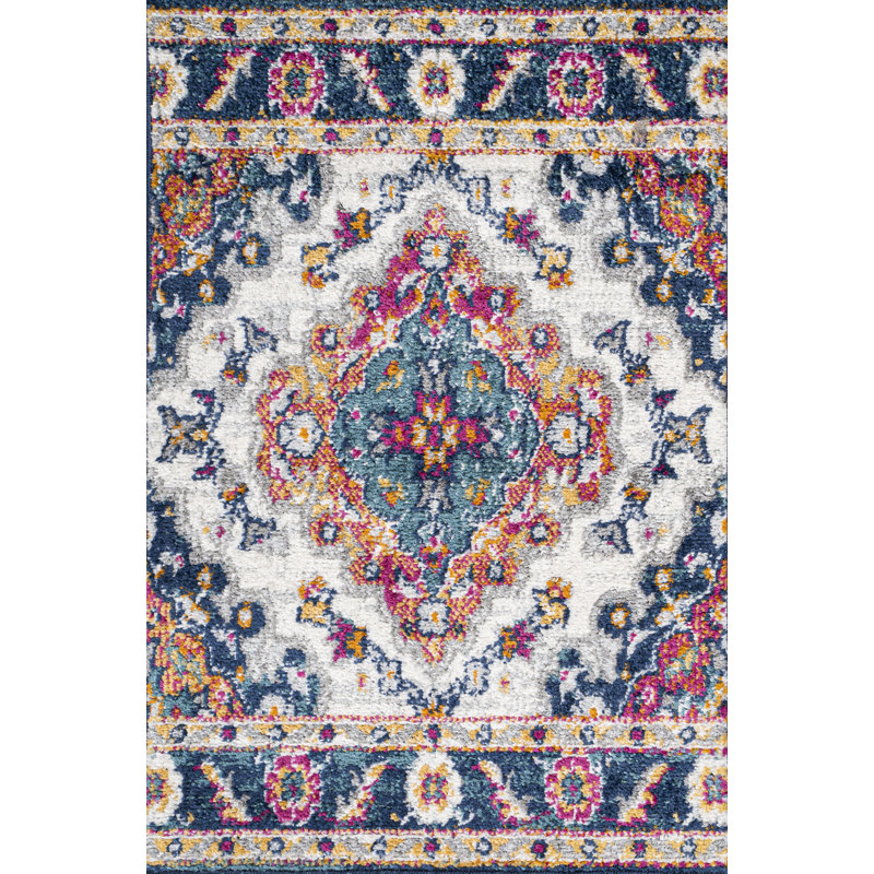 Lathan Bohemian FLAIR Boho Vintage Medallion Blue/Multi Rug, Rectangle 2' x 3'