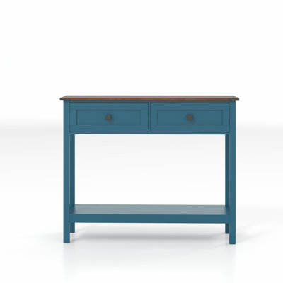 Farmhouse Style Console Table with 2 Drawers and Bottom Shelf for Storage and Display by Dakota Fields
