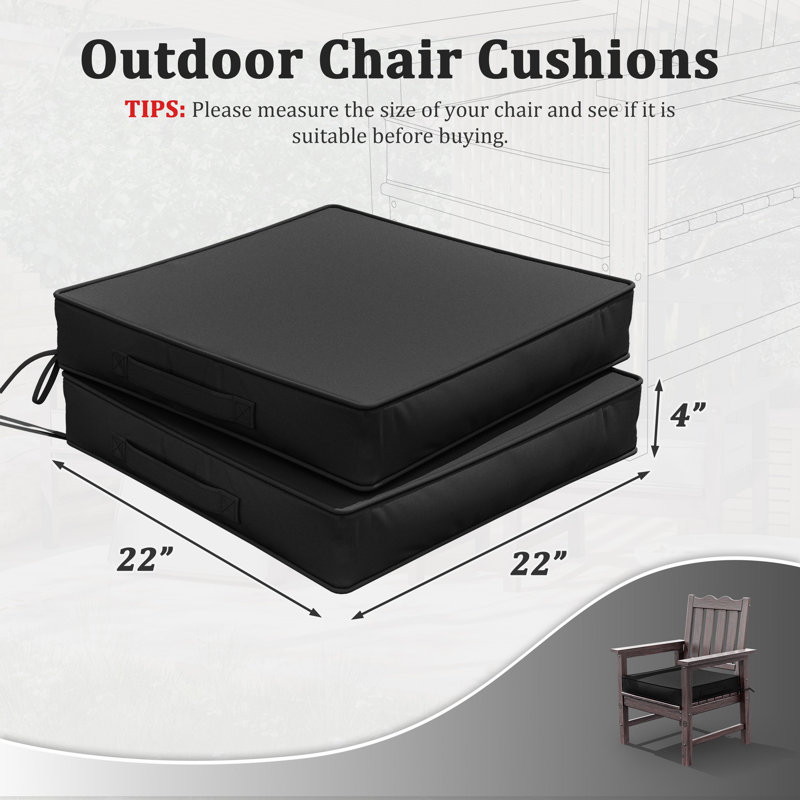 Outdoor 4” Seat Cushions And 22”X22” Outdoor Cushions Dining Seat Cushions , Black