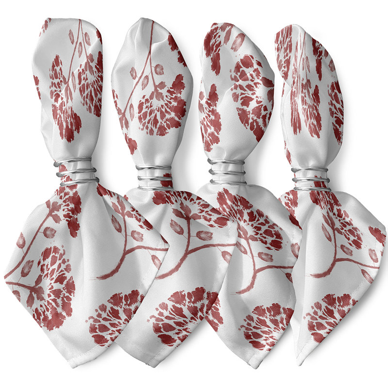 Cing Polyester Floral Square Napkin, Red