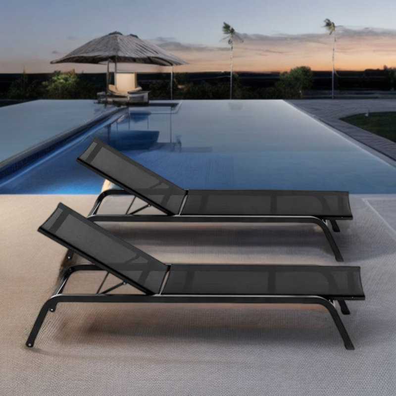 Adjustable Outdoor Lounge Chair Aluminum Frame Outdoor Chaise Lounge