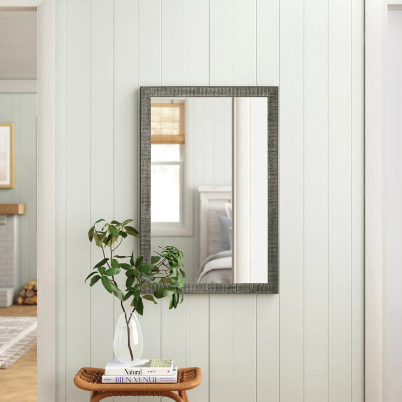 Corvallis Wood Framed Wall Mirror with Safety Backing Ideal for Bathroom Mirror & Vanity Mirror, Blackened Satin Nickel