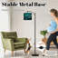 Lampe sur pied à arc avec abat-jour ajustable Paon qui coule avec des plumes de la queue Branches de fleurs Lampe sur pied rétro bleu sarcelle