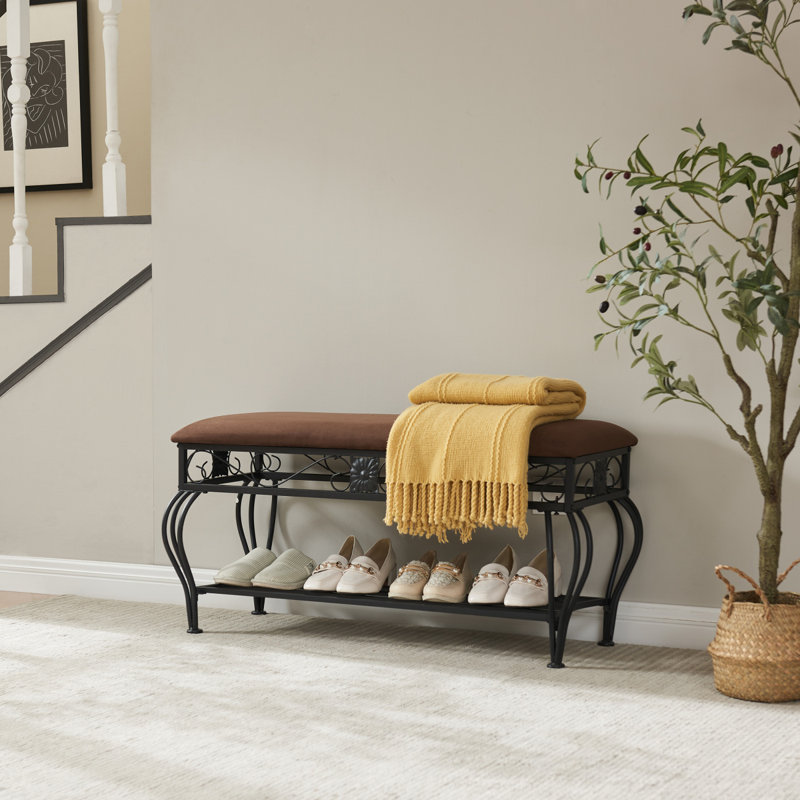 Banc de rangement pour chaussures, banc industriel, banc de rangement rembourré pour chaussures, vestibule polyvalent